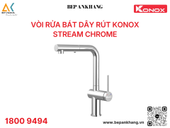 Vòi rửa bát dây rút Konox Stream Chrome - Xoay 360 độ